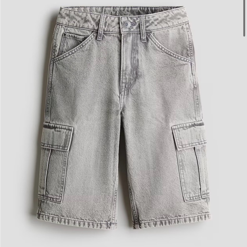 H&M Kids Gray Denim Cargo Shorts size 12